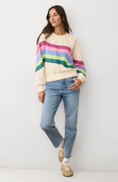 Marine Layer Stripe Appliqué Cloud 9 Fleece Sweatshirt In Blue