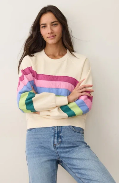 Marine Layer Stripe Appliqué Cloud 9 Fleece Sweatshirt In Blue