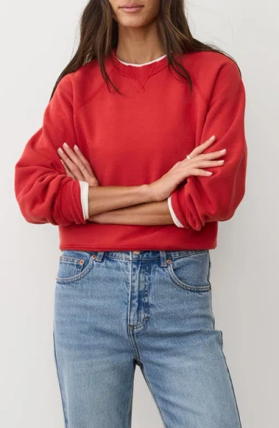 Marine Layer Cloud 9 Fleece Reversible Sweatshirt In Red