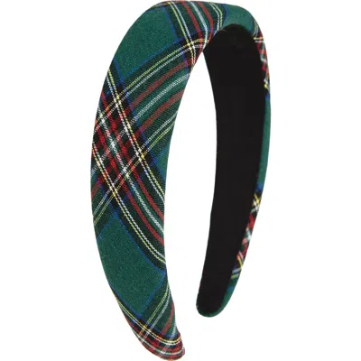 Tasha Padded Plaid Headband In Green
