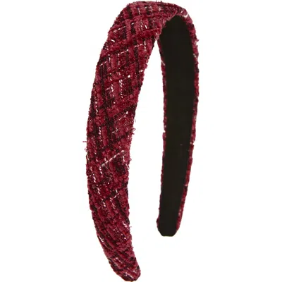 Tasha Padded Metallic Tweed Headband In Red