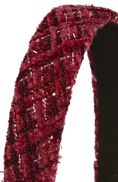Tasha Padded Metallic Tweed Headband In Red