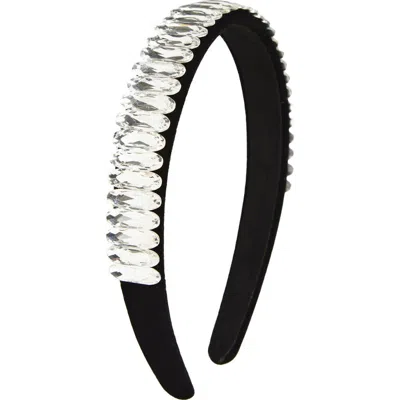 Tasha Crystal Embellished Padded Velvet Headband In Black
