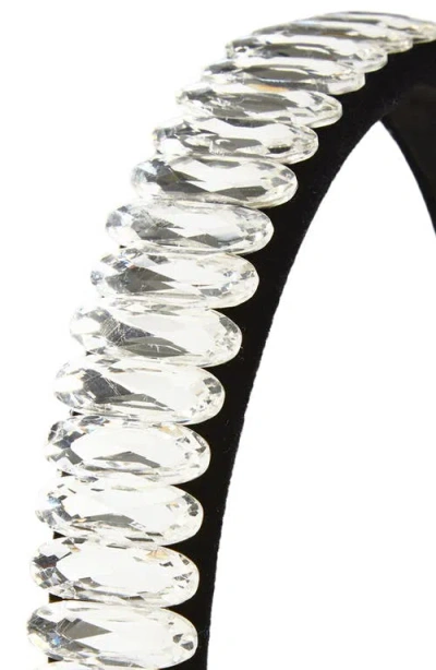 Tasha Crystal Embellished Padded Velvet Headband In Black