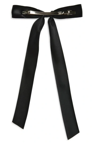Tasha Long Skinny Bow Barrette In Black