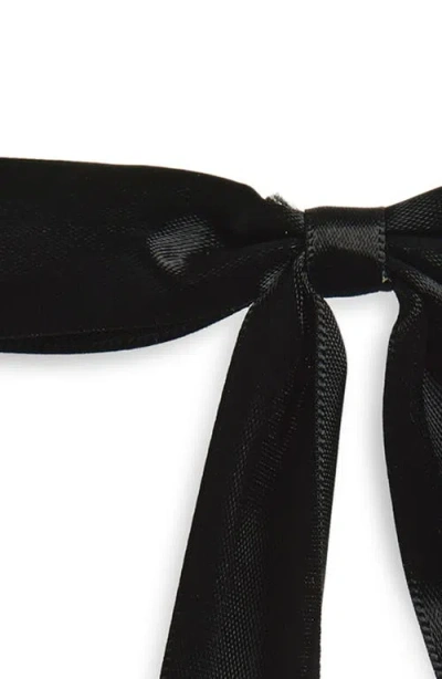 Tasha Long Skinny Bow Barrette In Black