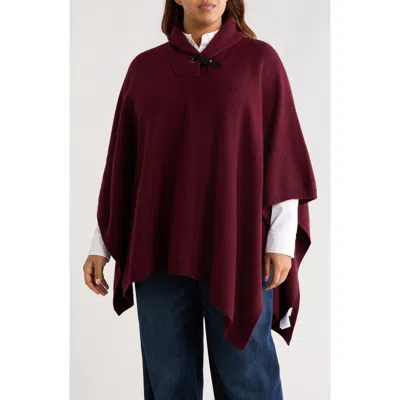 Ralph Lauren Lauren  Buckle Collar Sweater Poncho In Burgundy