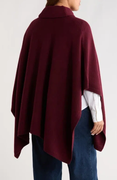 Ralph Lauren Lauren  Buckle Collar Sweater Poncho In Burgundy