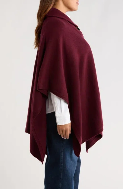 Ralph Lauren Lauren  Buckle Collar Sweater Poncho In Burgundy