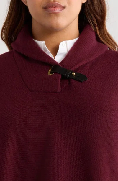 Ralph Lauren Lauren  Buckle Collar Sweater Poncho In Burgundy