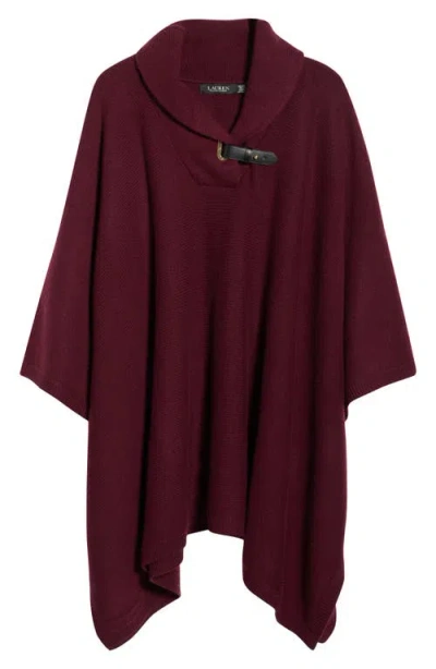 Ralph Lauren Lauren  Buckle Collar Sweater Poncho In Burgundy
