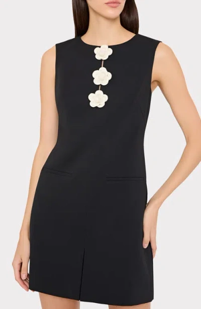 Milly Saylor Camellia Crepe Sheath Dress In Black