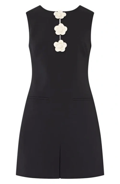 Milly Saylor Camellia Crepe Sheath Dress In Black