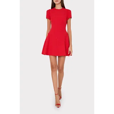Milly Samara Bouclé Fit & Flare Minidress In Red