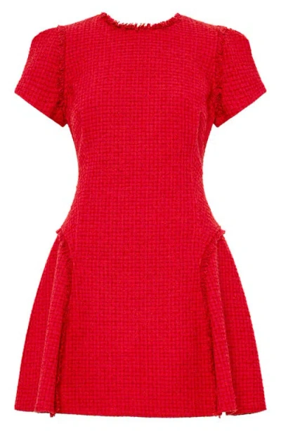Milly Samara Bouclé Fit & Flare Minidress In Red