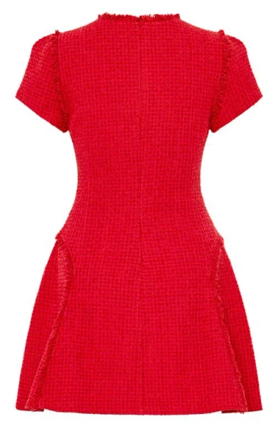 Milly Samara Bouclé Fit & Flare Minidress In Red