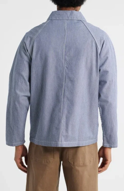 Service Works Hickory 2.0 Engineer Stripe Organic Cotton Button-up Chore Coat In Blue