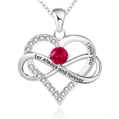 Harfi Women's Red / Silver Ruby Gemstone Heart Romantic Love Silver Necklace In Multi