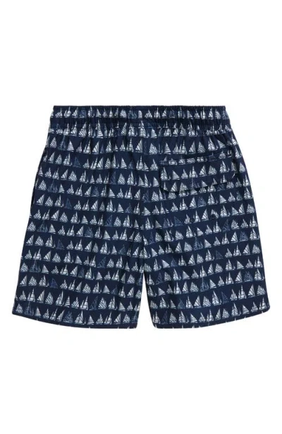 Vineyard Vines Kids' Chappy Beach Print Swim Trunks In Blue