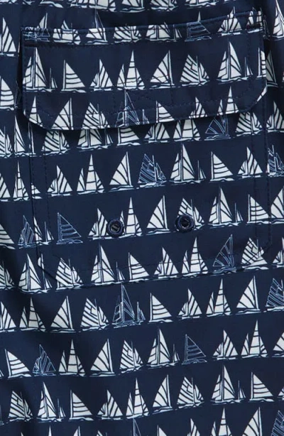 Vineyard Vines Kids' Chappy Beach Print Swim Trunks In Blue