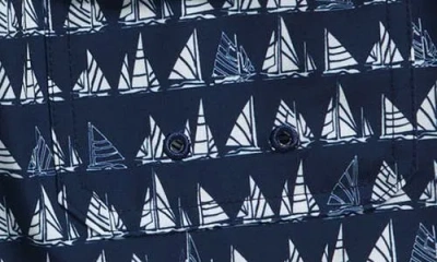 Vineyard Vines Kids' Chappy Beach Print Swim Trunks In Blue