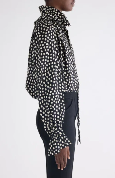 Chloé Blouse With Ruffles And Ribbons On The Front In Silk Jacquard In White