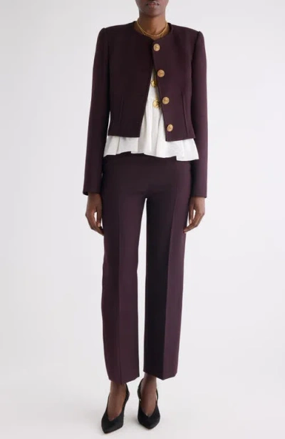 Chloé Straight Leg Wool Crepe Trousers In Purple