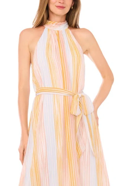 Vince Camuto Belted Halter Neck Maxi Dress In Multi