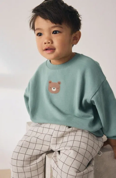 Next Kids' Bear Graphic Sweatshirt & Check Sweatpants Set In Multi