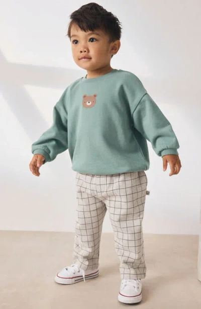 Next Kids' Bear Graphic Sweatshirt & Check Sweatpants Set In Multi