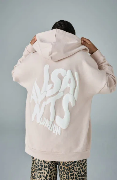 Smallsaints By Allsaints Kids' Oversize Floral Heart Logo Cotton Hoodie In Pink