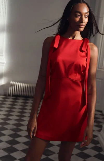 Next Satin Tie Detail Minidress In Red