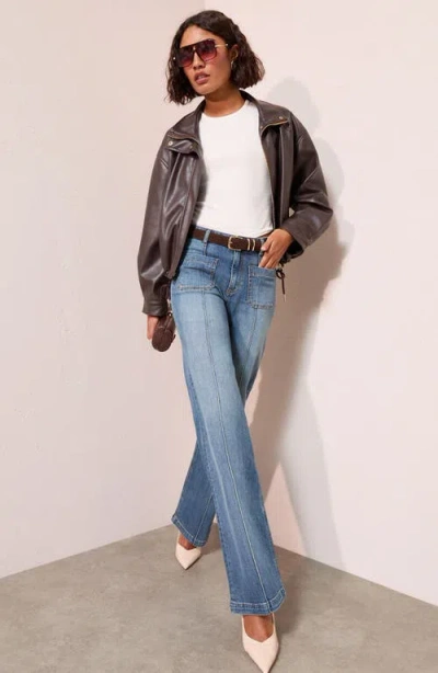 Friends Like These Pintuck Patch Pocket Wide Leg Jeans In Blue
