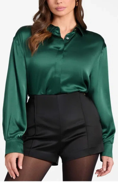 Marciano Elisa Silk Button-up Shirt In Green