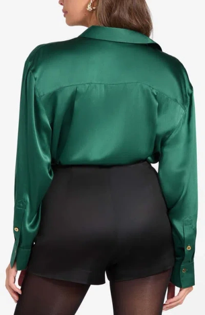 Marciano Elisa Silk Button-up Shirt In Green
