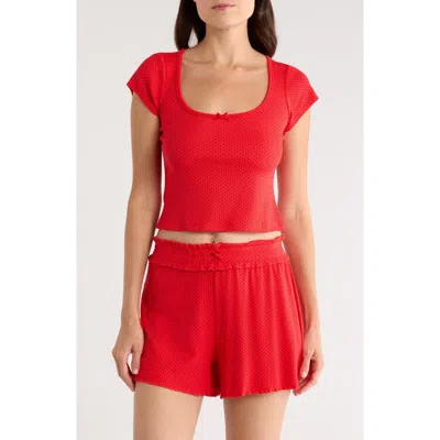 Kilo Brava Print Short Sleeve Pajama Top In Red
