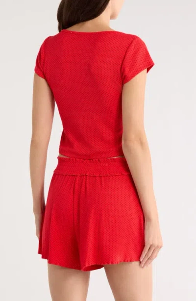 Kilo Brava Print Short Sleeve Pajama Top In Red