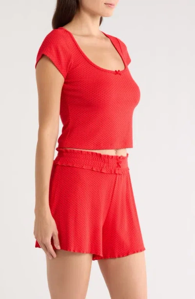 Kilo Brava Print Short Sleeve Pajama Top In Red