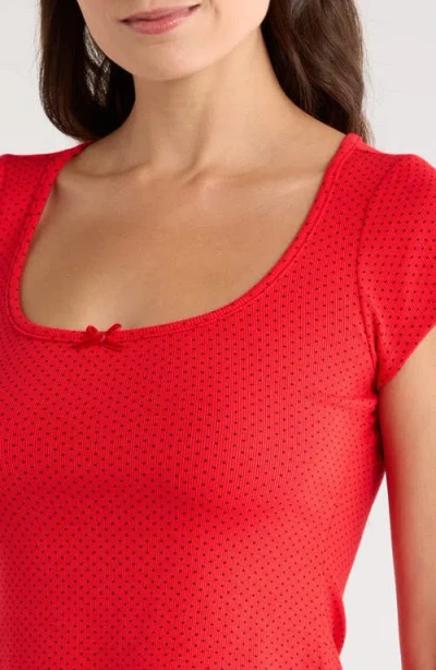 Kilo Brava Print Short Sleeve Pajama Top In Red