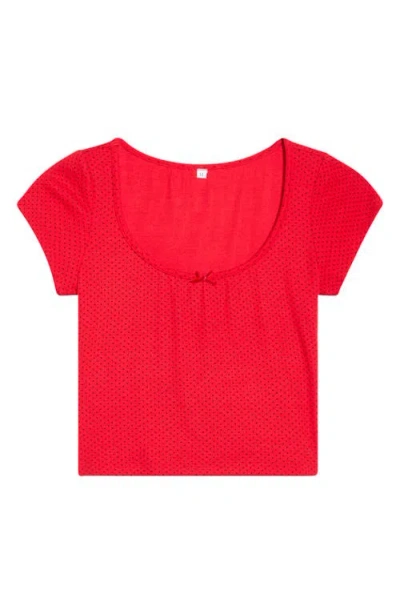 Kilo Brava Print Short Sleeve Pajama Top In Red