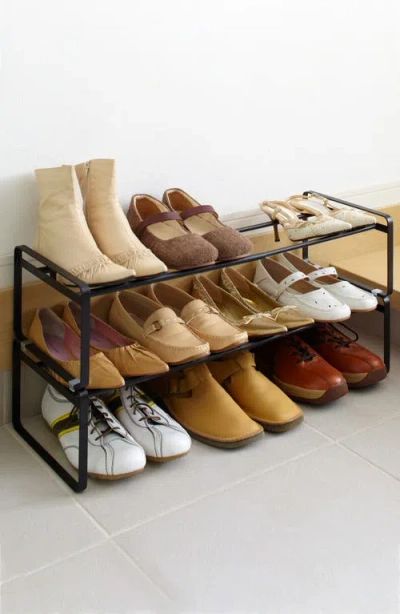 Yamazaki Stackable Expandable Steel Shoe Rack In Black