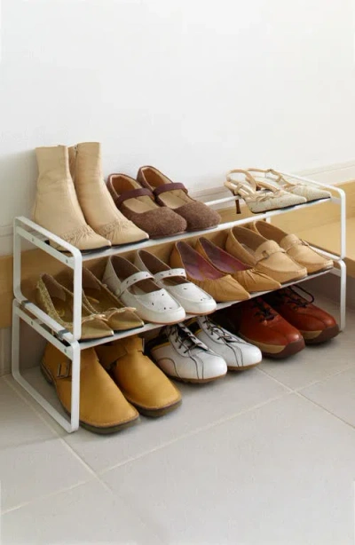 Yamazaki Stackable Expandable Steel Shoe Rack In White