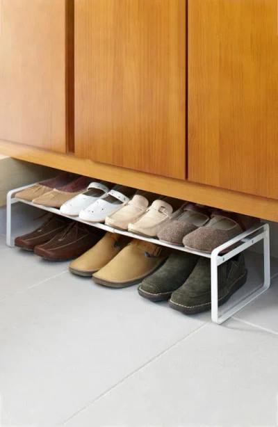 Yamazaki Stackable Expandable Steel Shoe Rack In White