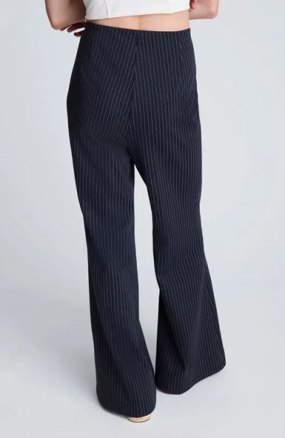 Kenneth Cole High Waist Pull-on Flare Pants In Blue