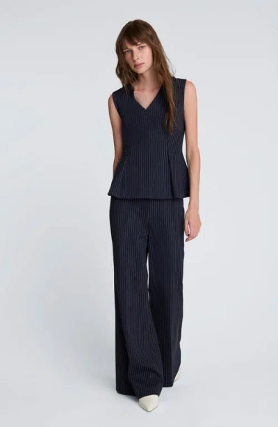 Kenneth Cole High Waist Pull-on Flare Pants In Blue