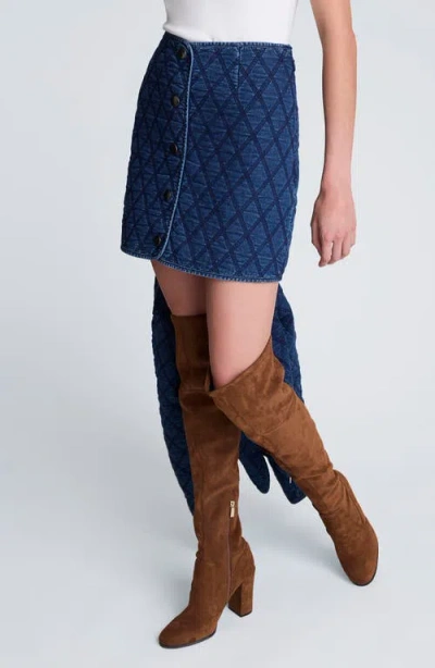 Kenneth Cole Quilted Miniskirt In Blue