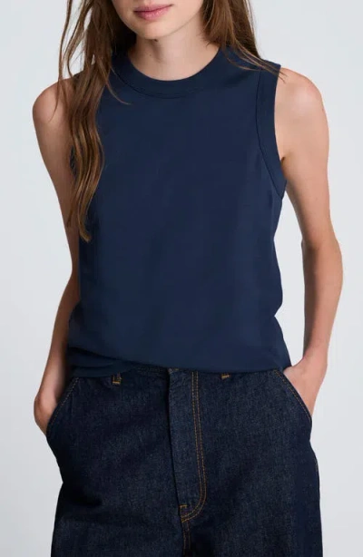 Kenneth Cole Crewneck Cotton Tank Top In Blue