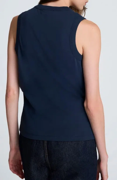 Kenneth Cole Crewneck Cotton Tank Top In Blue