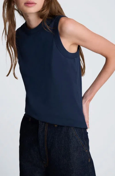 Kenneth Cole Crewneck Cotton Tank Top In Blue