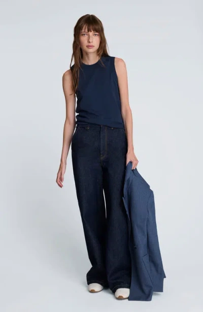 Kenneth Cole Crewneck Cotton Tank Top In Blue